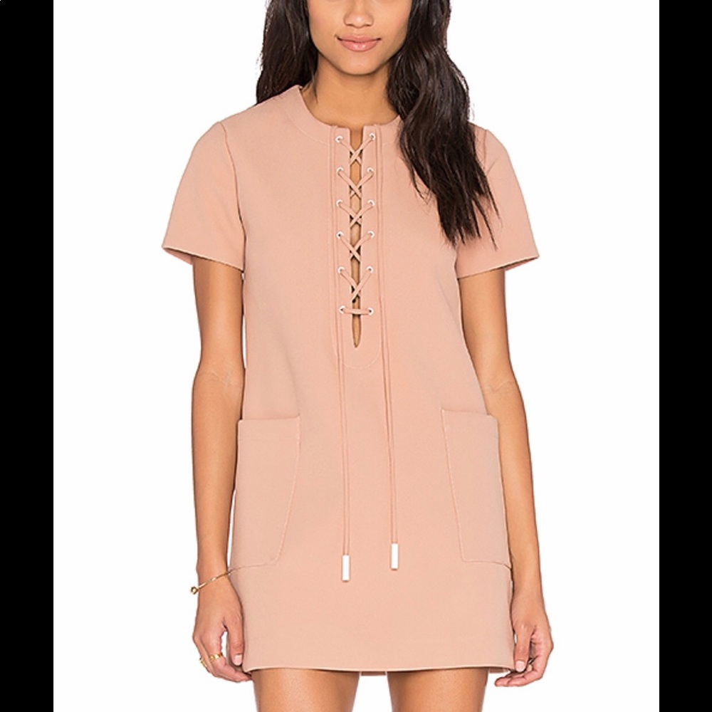 Kendall + Kylie blush lace up mini dress